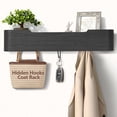 thumbnail image 1 of Coat Rack Wall Mount with Shelf 4 Hidden Hooks Modern Wooden Key Holder Entryway Organizer for Hallway Bedroom Bathroom Home Decor Storage for Hanging Coats Hats Bags Towels, 1 of 7