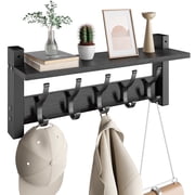 17.1 Inch Coat Rack Wall Mount with Shelf, Coat Hanger Wall Mounted with 5 Hooks, Wall Mounted Coat Racks, Wall Shelf with Hooks, Hat Rack for Entryway, Bedroom, Living Room