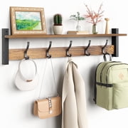 29 Inch Coat Rack Wall Mount with Shelf, Coat Hanger Wall Mounted with 5 Hooks, Wall Mounted Coat Racks, Wall Shelf with Hooks, Hat Rack for Entryway, Bedroom, Living Room