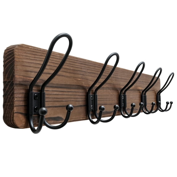 Rustic Garment Rack Coat Rack Wall Mount, Solid Wood Wall Mounted Coat Rack with Hooks ...