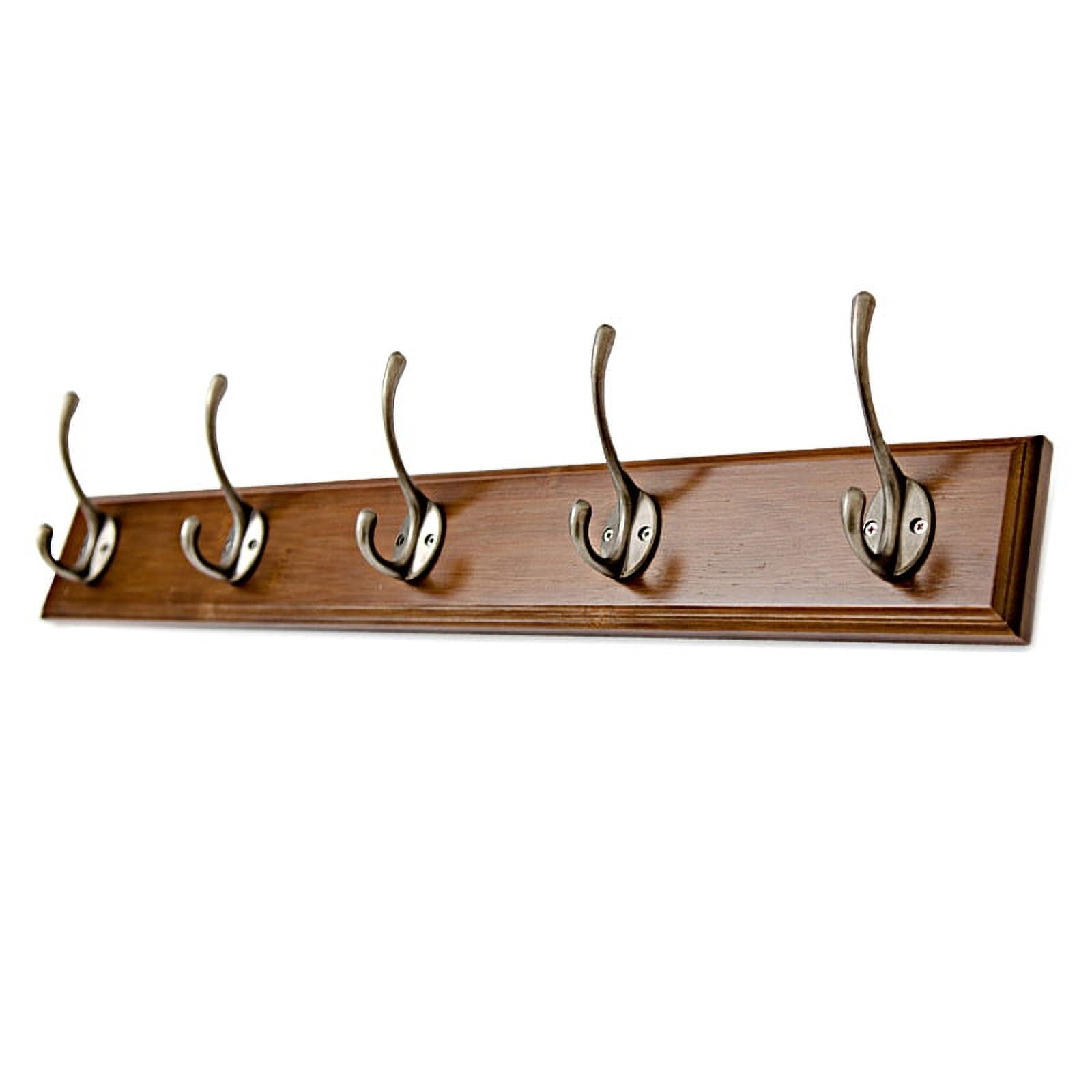 Coat Rack Wall Mount With 5 Metal Hooks, Entryway Wood Coat Rack For