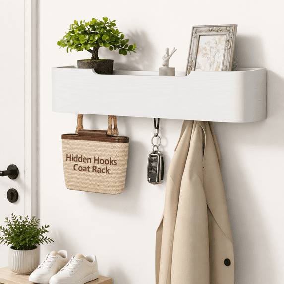 Coat Rack Wall Mount With Hooks Modern Key Holder Wood Entryway Hook ...