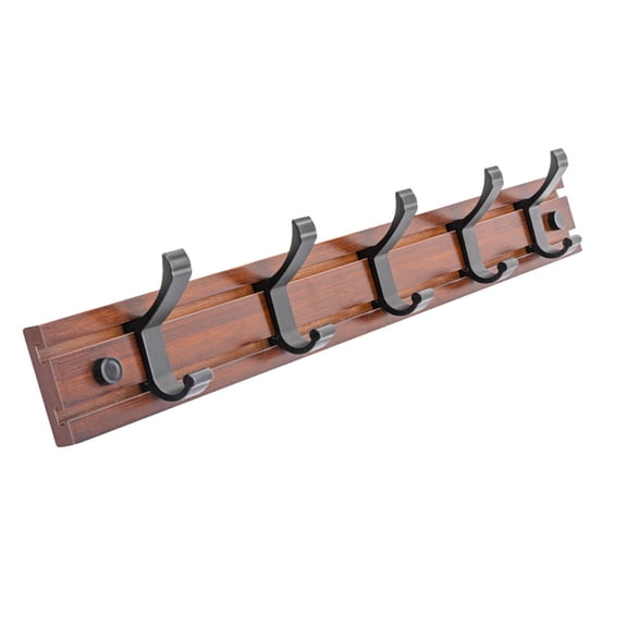 Coat Rack Wall Mount With Movable 5 Metal Hooks, Wooden Coat Rack Farmhouse Coat Hangers for Coat Hat Towel Purse Robes Mudroom Bathroom Entryway