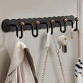 thumbnail image 1 of Coat Rack Wall Mount, Wooden Ball Design 5-Hook Rack, Adhesive & Screw Mount for Entryway Bathroom Hallway Kids Room, 1 of 7