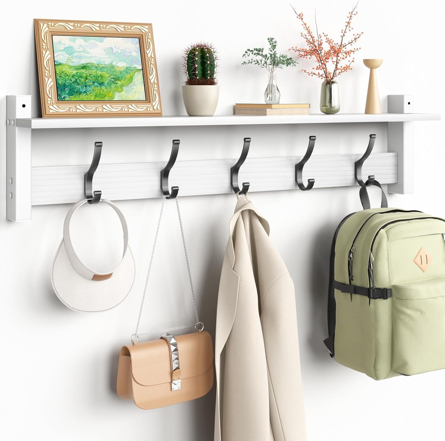 Coat Rack Wall Mount with Shelf, 29 Inch Coat Hanger Walls Mounted, Hat ...