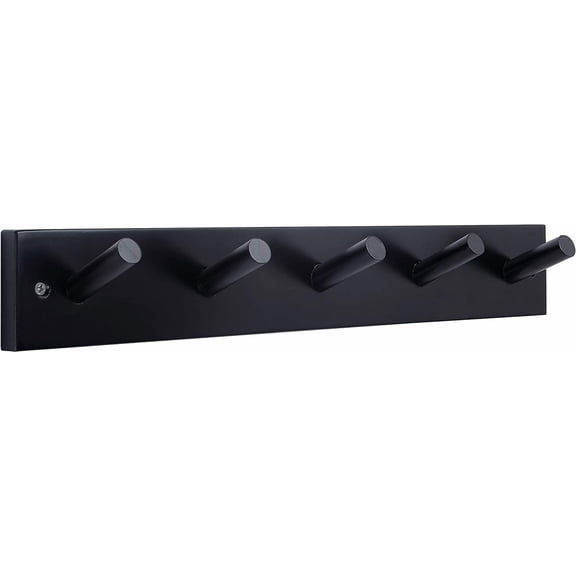 Coat Rack Wall Mounted, 10 Hooks, Long Coat Hanger Wall Mount, Peg Rail Hat Hooks for Hanging Caps, Jackets, Clothes, Natural, 2 Packs