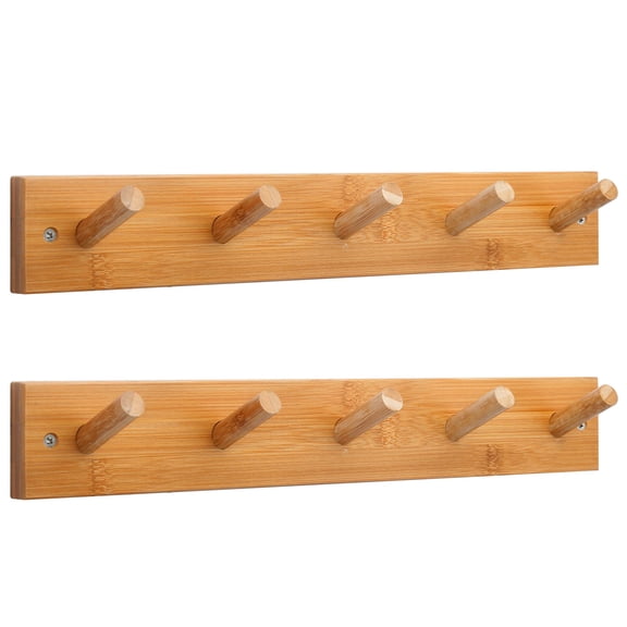Coat Rack Wall Mounted 16" Hole To Hanger Mount With 5 Hooks For Hanging Coats Hook Peg Rail Hats Jacket Clothes Towels 2 Packs