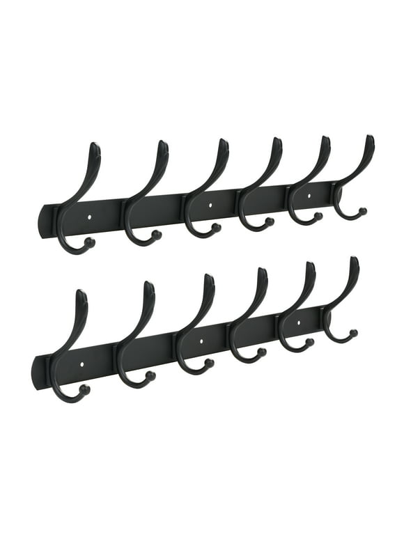 Coat Rack Wall Mounted, 2 Pack Wall Hooks for Coats, Heavy Duty Metal Coat Hangers for Wall,6 Hooks for Purse Clothes Jacket Backpack in Mudroom Entryway