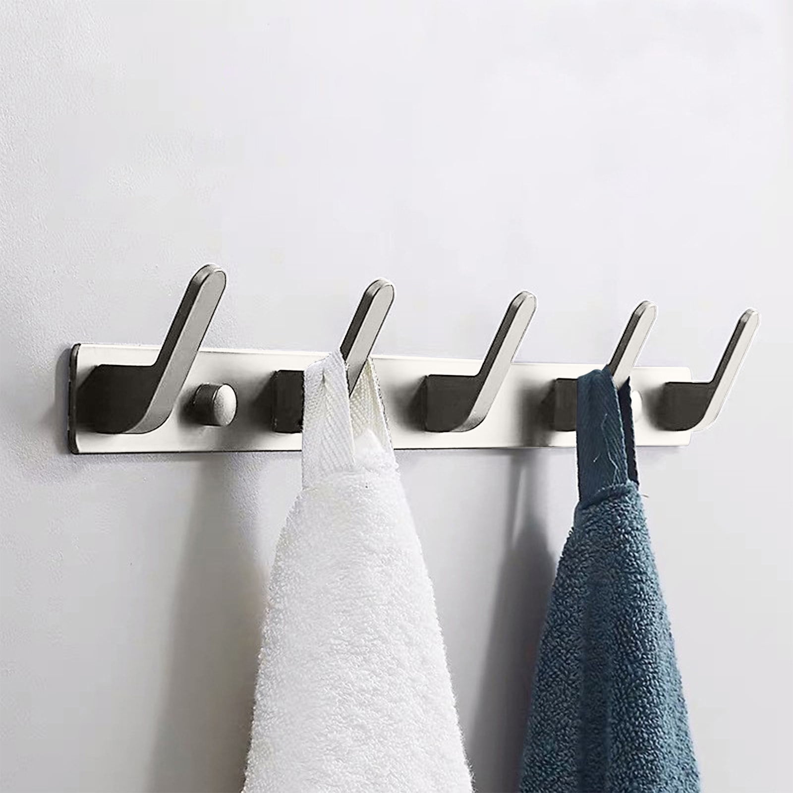 Aluminum Wall Mount Coat Hooks - Set Of 4 Blue Glossy Hooks For Towels, Robes & Coats