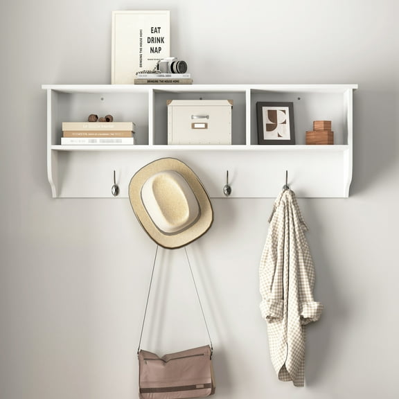 Coat Rack With 4 Hooks And Functional Wooden Storage For Home Entry Shelf Entryway Space