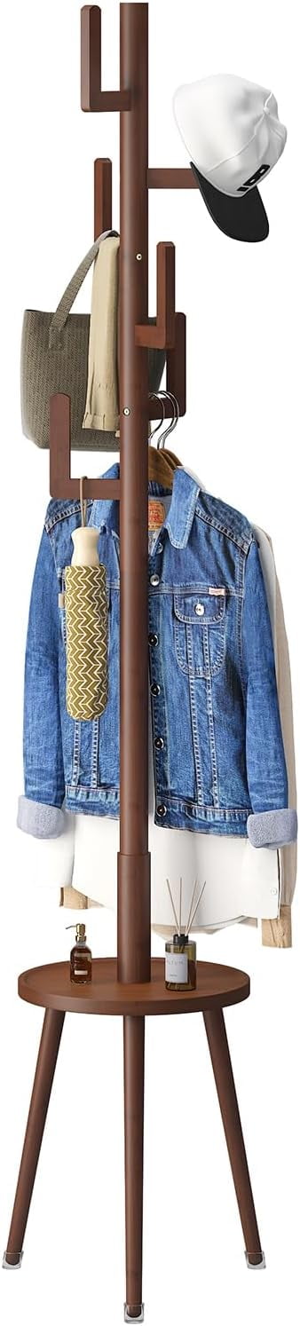 Coat Rack, Wooden Coat Rack Freestanding with Shelf, Bamboo Cactus Coat ...