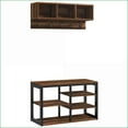thumbnail image 1 of Coat Rack with Bench & Shoe Storage, HOMCOM 2-in-1 Hall Tree with 5 Hooks, Brown | Steel Frame, 1 of 9