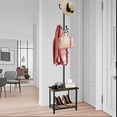 Coat Rack with Bench and Shoe Storage, Freestanding Coat Tree with 12 ...
