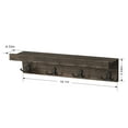 thumbnail image 1 of Coat Rack with Shelf, Set of 2 Wall Mounted Coat Hook with 4 Dual-Hooks, Brown, 1 of 3