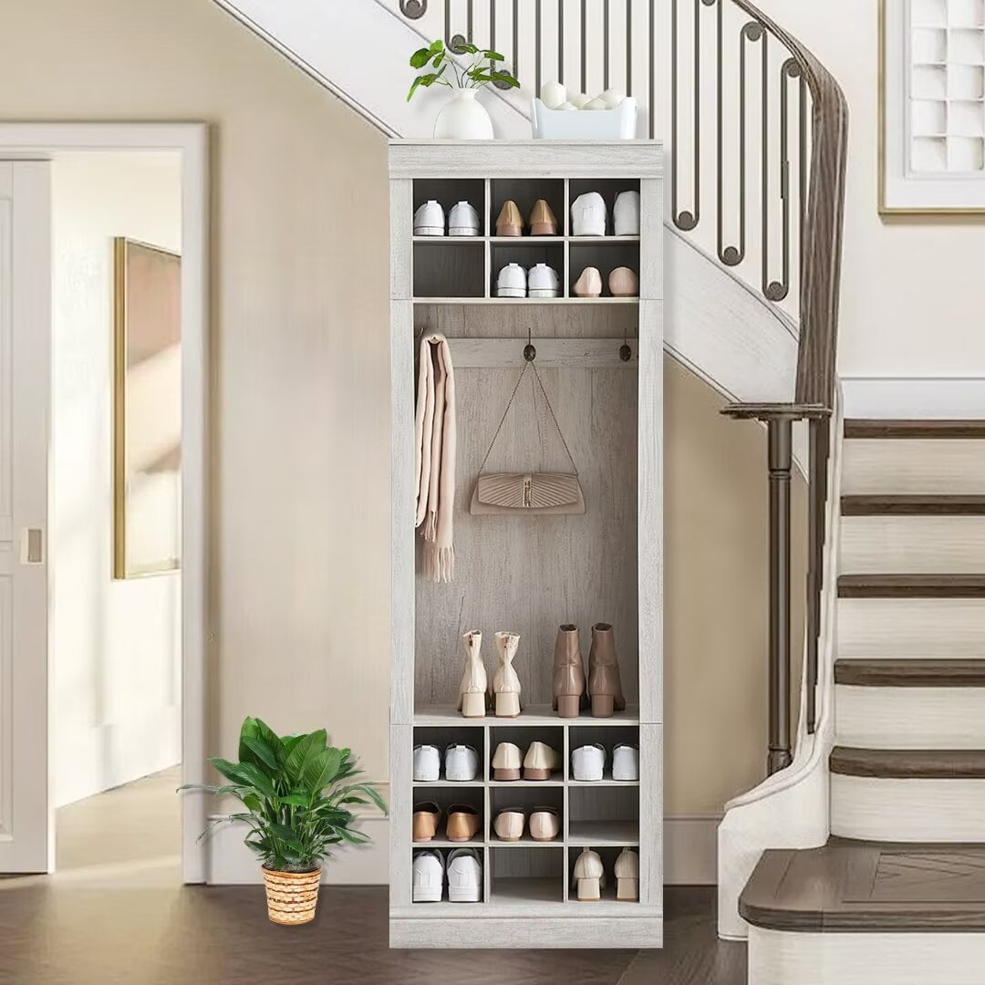 Coat Rack with Shoe Storage, 5Tier Shoe Storage with 15