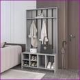thumbnail image 1 of Coat Rack with Storage Bench & Shoe Shelf - Smoke Finish | Particle Board | Coat Racks, 1 of 5