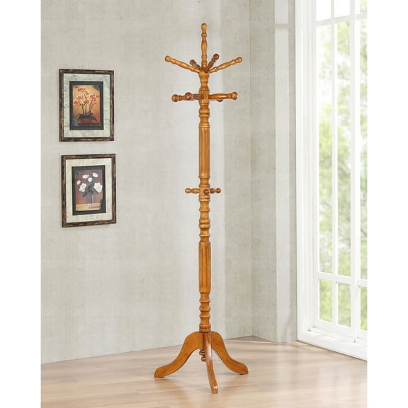 Coat Racks Cosman Golden Brown 11-Hook Freestanding Coat Rack with Hanger,Wooden Coat Racks