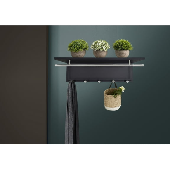 Coat Racks Esyspot Metal Powder Coating Hook Wall Mounted with Shelf,Wooden Coat Racks