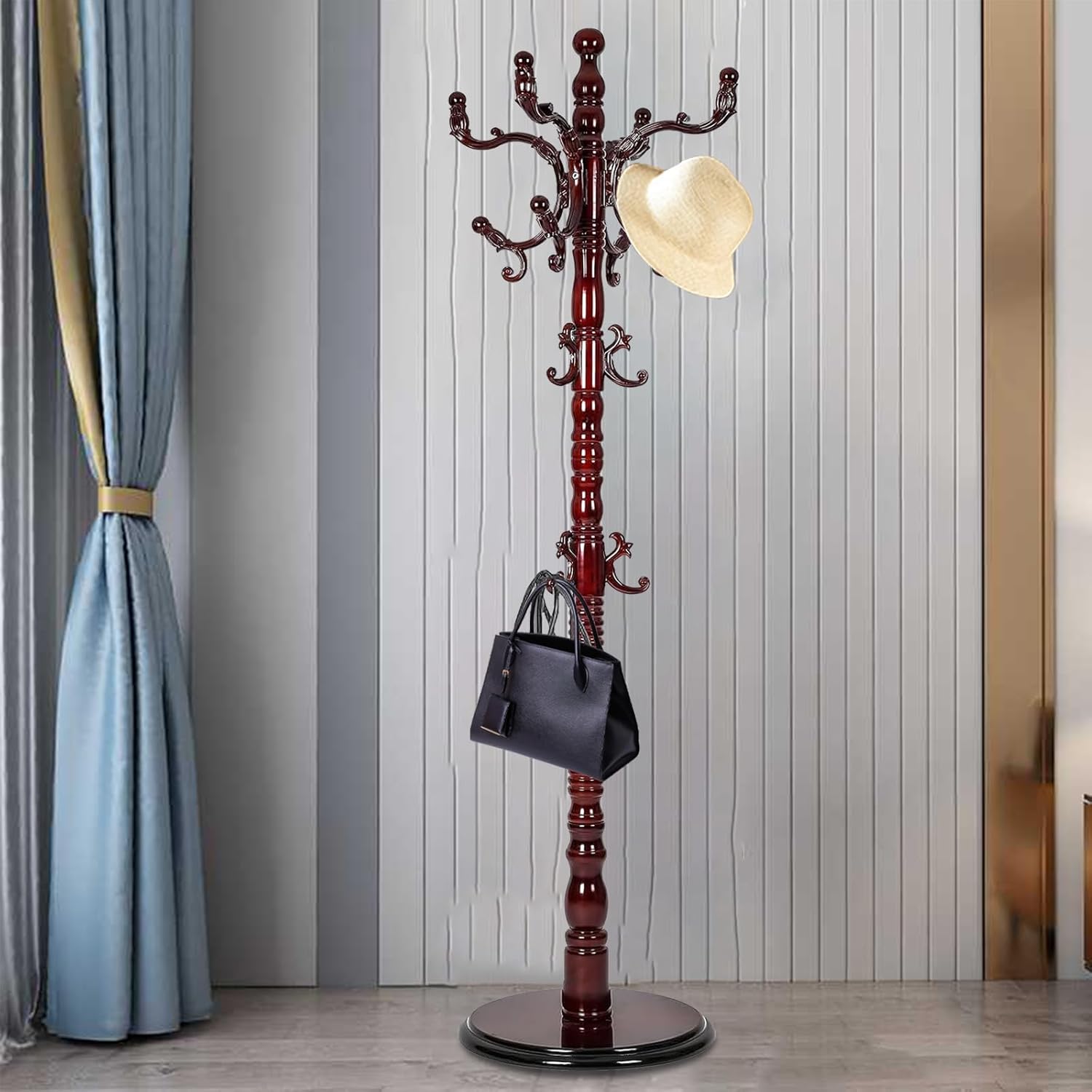 Coat Racks Free Standing With 14 Hooks Natural Wood Coat Stands For 