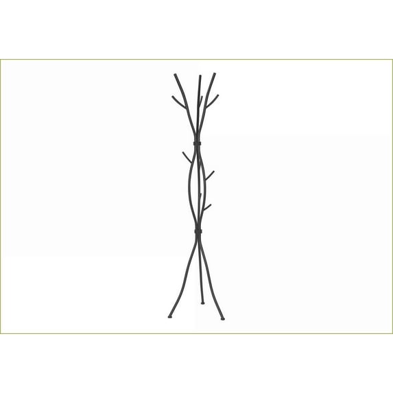 Coat Racks Free Standing 8 Hook Hall Tree, 74"H Black Metal Modern for Entryway | Black | Metal