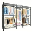 thumbnail image 1 of Coat Racks Heavy Duty Garment Rack, Freestanding Closet Organizer, Portable Wardrobe Clothes Rack, Adjustable Wire Shelving Clothes Rack with 8 Adjustable Wire Shelves and 5 Clothes Rails, Black (Wit, 1 of 12
