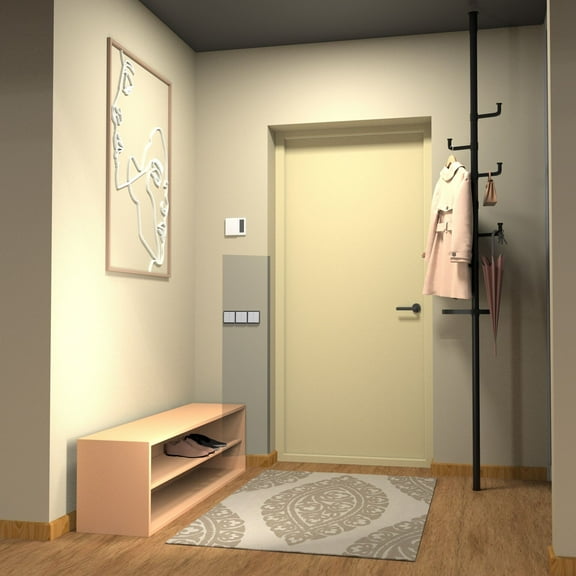 Coat Racks New style with trays Adjustable Laundry Pole Clothes Drying Rack Coat Hanger DIY Floor to Ceiling Tension Rod Storage Organizer for Indoor, Balcony - Black,Wooden Coat Racks