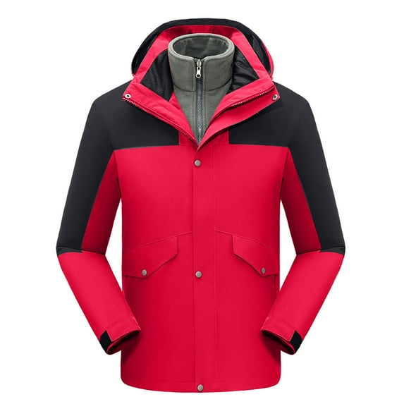 Coat Rain Jacket Women/Men's Solid Color Three In One Windproof And Warm Windbreaker Casual And Fashionable Mountaineering Suit For Men And Women, And Charging Jacket Great Gifts for Less,S-4XL