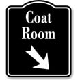 thumbnail image 1 of Coat Room 45 Degree Down Right Arrow BLACK Aluminum Composite Sign, 8.5"x10", 1 of 9