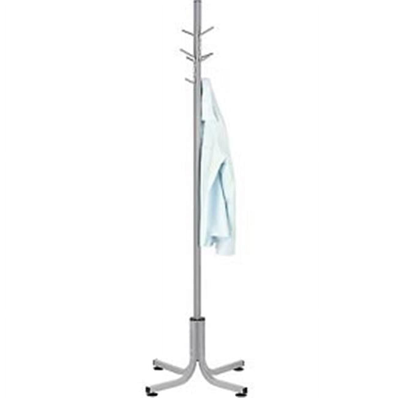Tall Silver Powder Coated Steel Freestanding Coat Tree