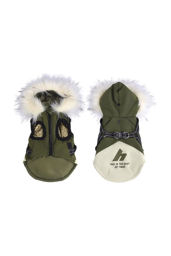 Coat With Harness Winter Jacket With Hood And Warm Reflective Coats For Small Medium Large