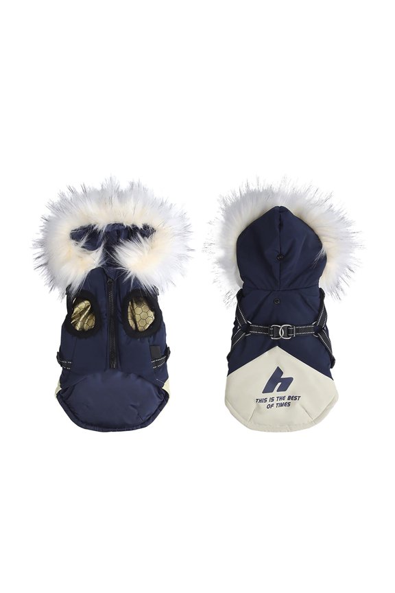 Coat With Harness Winter Jacket With Hood And Warm Reflective Coats For Small Medium Large