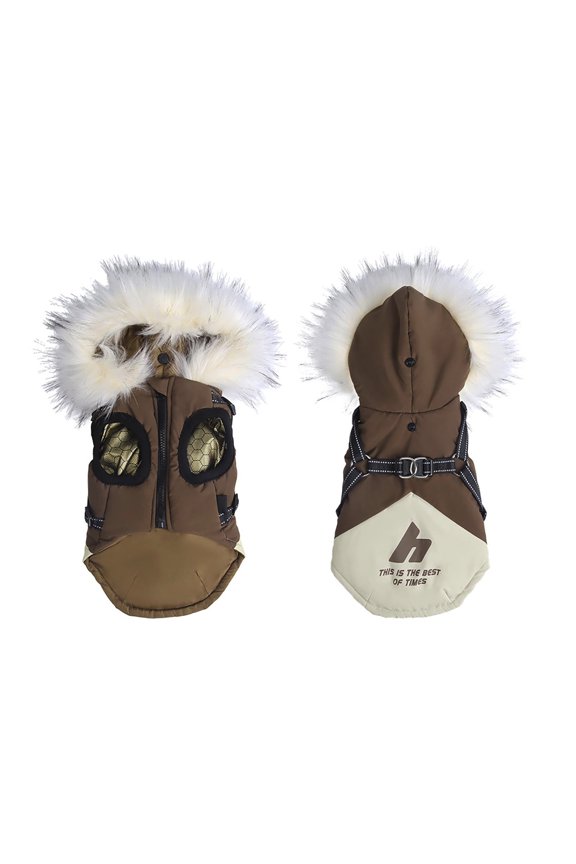 Coat With Harness Winter Jacket With Hood And Warm Reflective Coats For Small Medium Large