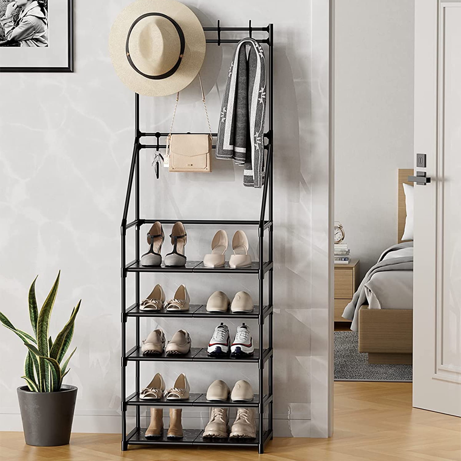 Better Homes & Gardens Farmhouse 3 Tier Shoe Rack, Gray, Holds up to 12  Pairs