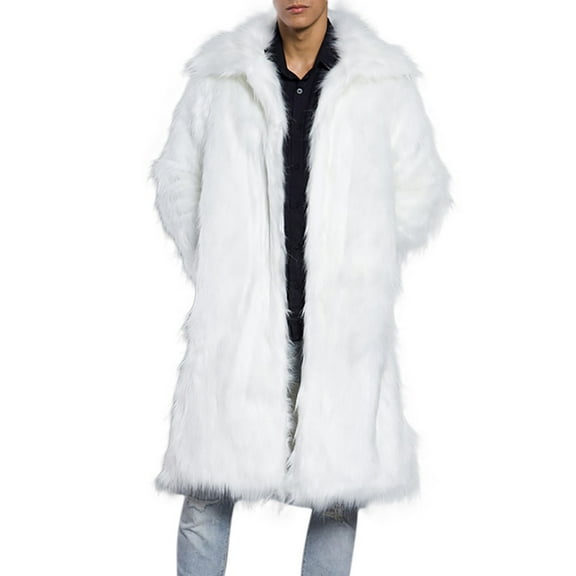 Coat for Men Fall Fuzzy Warm Thick Overcoat Coat Heavyweight Turndown Collar Long Sleeve Cardigan Outwear Jacket Men