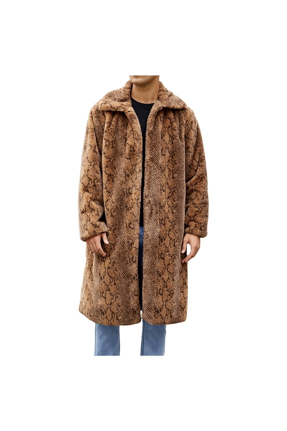 Coat for man Men's Long Overcoat with Trim Winter Coat for Cold Weather Warm Turn Down Collar Style