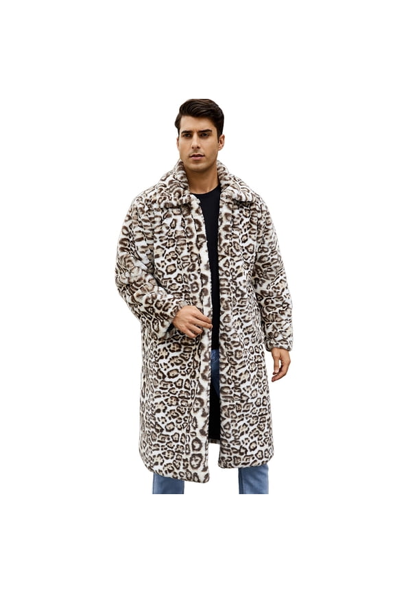 Coat for man Men's Long Overcoat with Trim Winter Coat for Cold Weather Warm Turn Down Collar Style