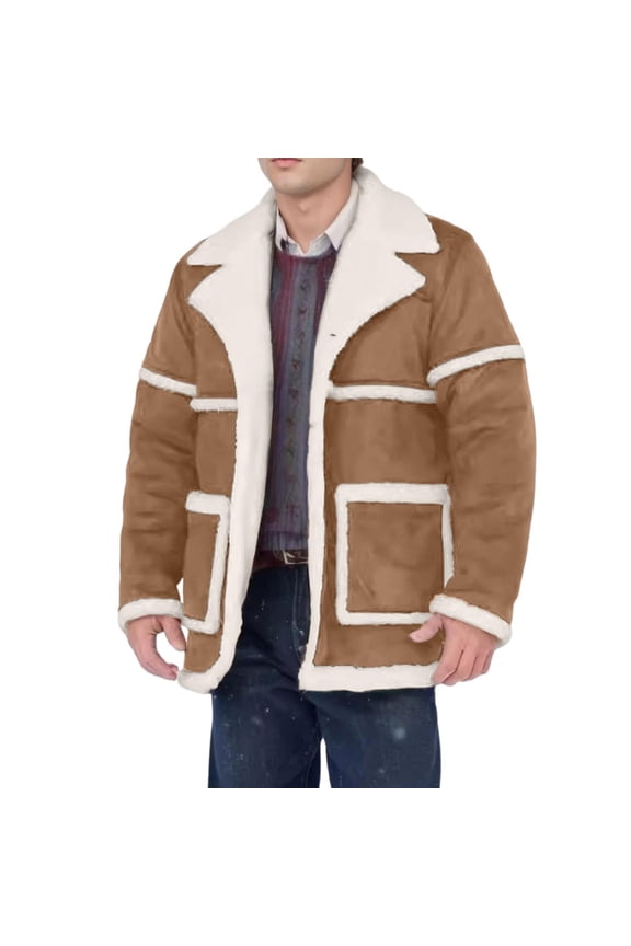 Coat for man Men's Winter Coat Lapel Insulated Long Sleeve Jacket for Cold Weather
