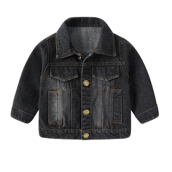 Coat jacket Kids Denim Jacket Long Sleeve Classic Jean Coat Casual Outerwear Top Basic Toddler Spring Wear Black 4T-5T