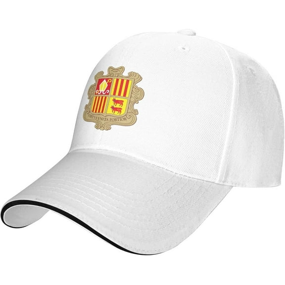Coat of Arms of Andorra Baseball Cap,Customized Baseball caps,Hardtop Sweatband Adjustable Unisex White
