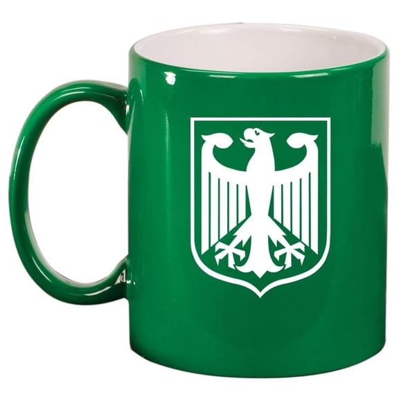 Coat of Arms of Germany German Eagle Ceramic Coffee Mug Tea Cup Gift for Her, Him, Friend, Coworker, Wife, Husband (11oz Green)