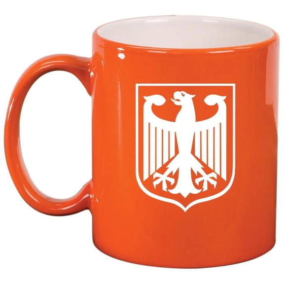 Coat of Arms of Germany German Eagle Ceramic Coffee Mug Tea Cup Gift for Her, Him, Friend, Coworker, Wife, Husband (11oz Orange)