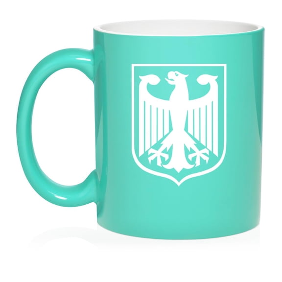 Coat of Arms of Germany German Eagle Ceramic Coffee Mug Tea Cup Gift for Her, Him, Friend, Coworker, Wife, Husband (11oz Teal)