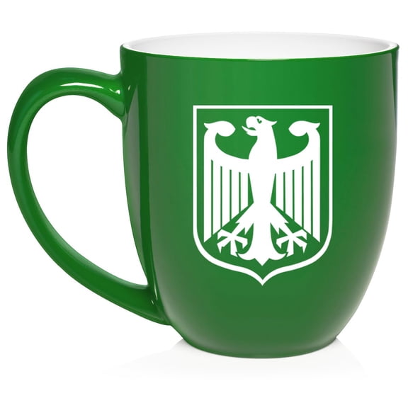 Coat of Arms of Germany German Eagle Ceramic Coffee Mug Tea Cup Gift for Her, Him, Friend, Coworker, Wife, Husband (16oz Green)