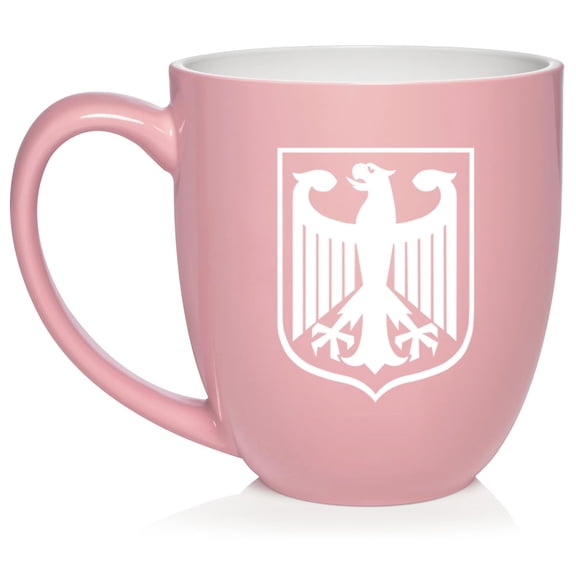 Coat of Arms of Germany German Eagle Ceramic Coffee Mug Tea Cup Gift for Her, Him, Friend, Coworker, Wife, Husband (16oz Light Pink)