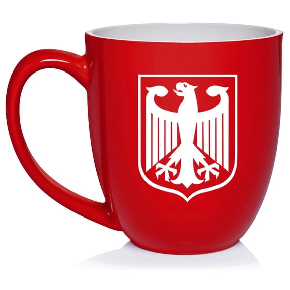 Coat of Arms of Germany German Eagle Ceramic Coffee Mug Tea Cup Gift for Her, Him, Friend, Coworker, Wife, Husband (16oz Red)