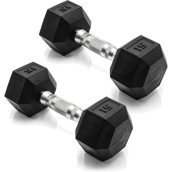 Coated Dumbbell Pair 15 lb Chrome Handle