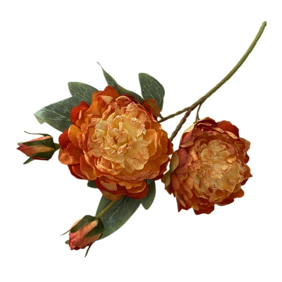 Coated Fabric 4 Head Burnt Peony Artificial Flower, Simulation Flower for Home Wedding Decoration