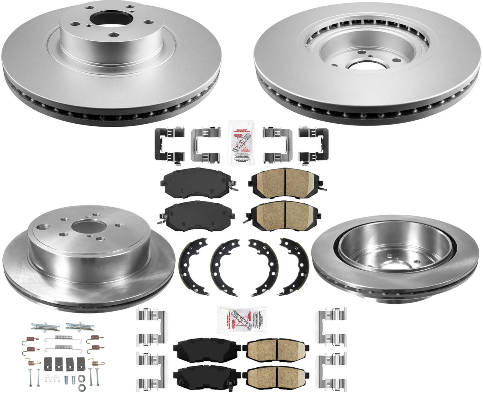 Transit Auto - Front Rear Coated Drilled Slotted Disc Brake Rotors And  Semi-Metallic Pads Kit For Chevrolet Equinox GMC Terrain Buick LaCrosse  KDF-100791 