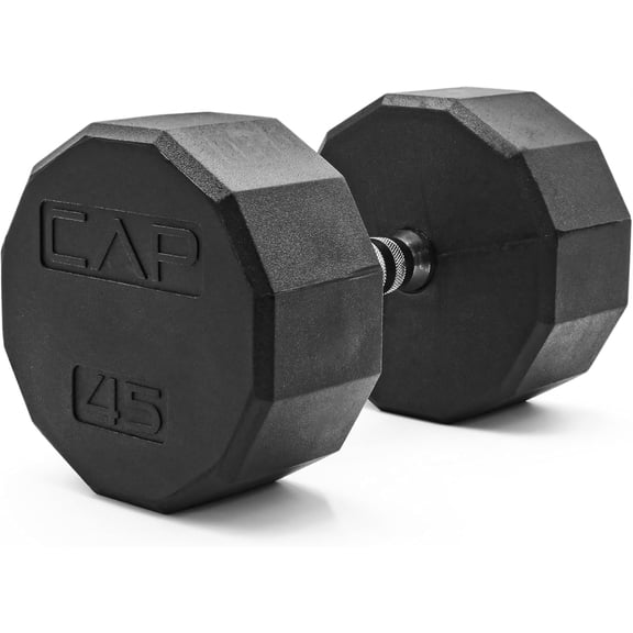 Coated Hex Dumbbell - 45 lb - 12-Sided with Chrome Handle