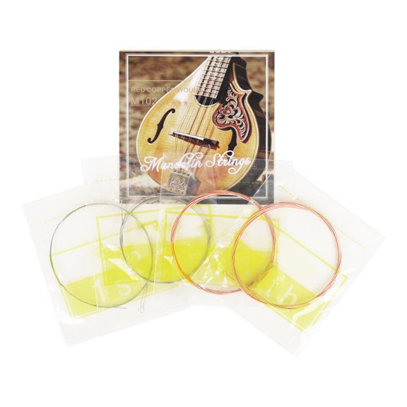 Coated Mandolin String Set with Red Copper Wound Construction, 8 M102 Replacement Strings for Restringing an 8-String Mandolin at Standard